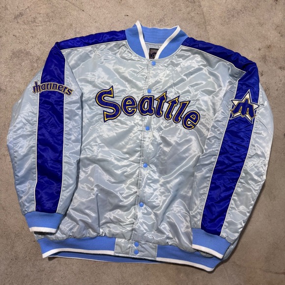 Vintage 80s Seattle Mariners MLB Satin Bomber Jacket Cooperstown Collection 3XL - Picture 1 of 8